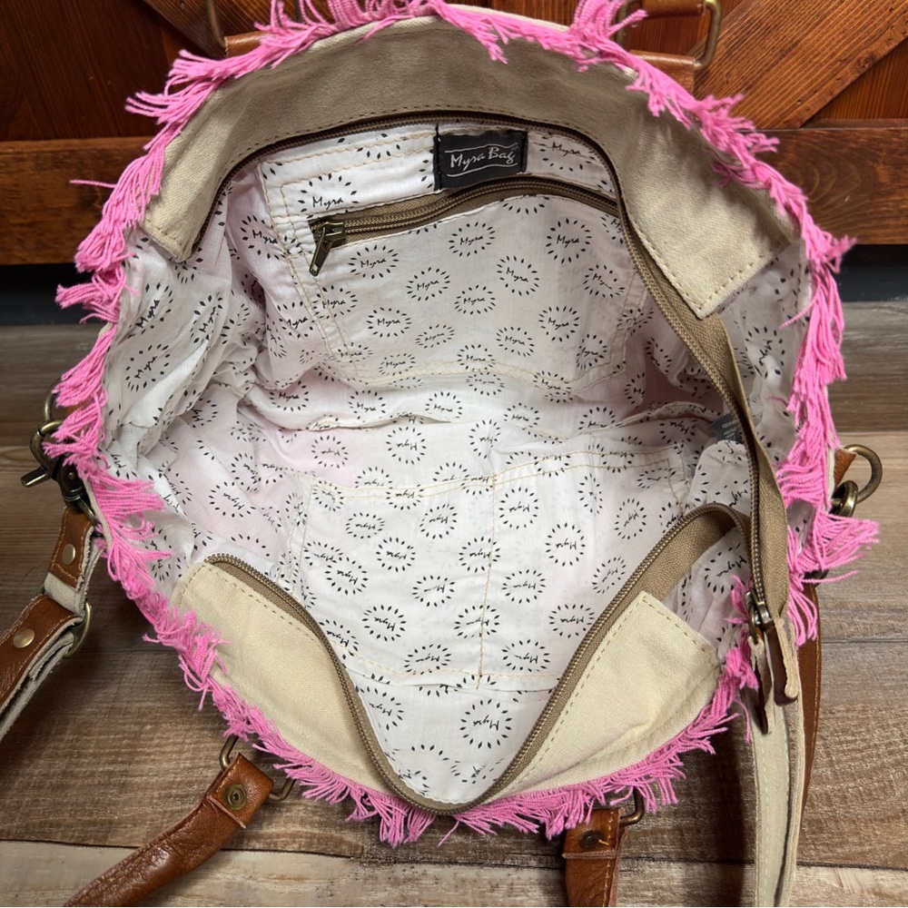 Myra Bag Queen Creek Upcycled Tote Shoulder Purse Canvas Bag Vintage Handbag - Picture 8 of 10